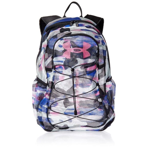 Under Armour 1372288 Hustle Mesh Backpack Unisex White / Blue / Pink - Picture 1 of 2